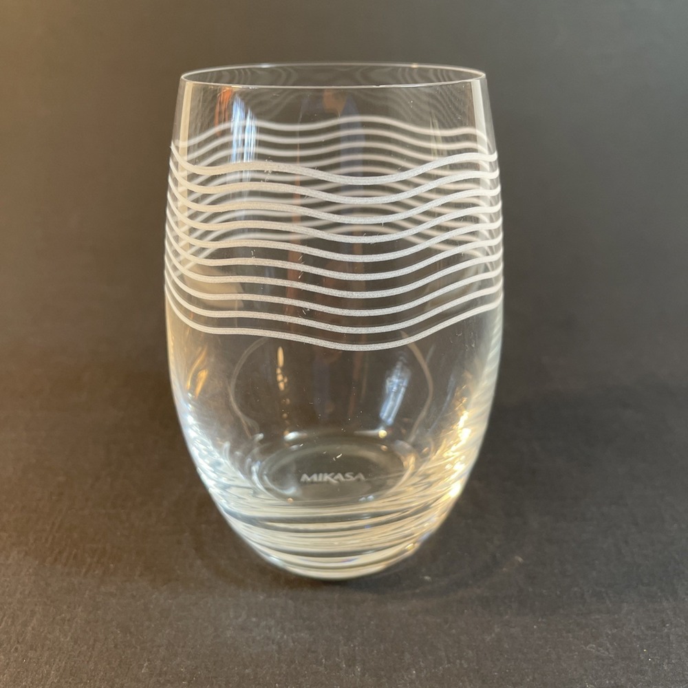 Mikasa Cheers Waves Stemless Wine Glass Etched 16oz Replacement